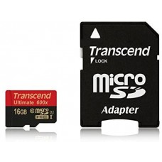 Карта памяти microSDHC, 16Gb, Class10, Transcend Ultimate X600, SD адаптер (TS16GUSDHC10U1)