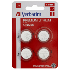 Батарейка CR2025, літієва, Verbatim, 4 шт, Blister (49532)