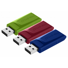 USB Flash Drive 16Gb Verbatim Slider, 3 шт, Red, Blue и Green (49326)