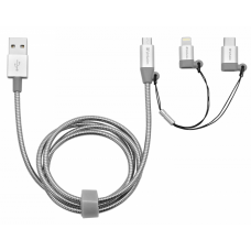 Кабель USB - Lightning + micro USB + Type-C 1 м Verbatim Silver (48870)