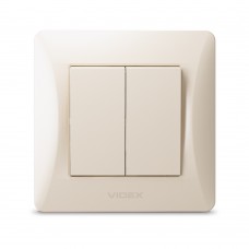 Выключатель двойной Videx Binera, Cream, 86x86 мм, IP20 (VF-BNSW2-CR)