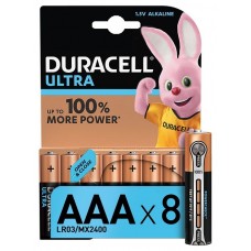 Батарейка AAA (LR03), щелочная, Duracell Ultra Powercheck, 8 шт, 1.5V, Shrink  (Duracell MX2400 8BL)