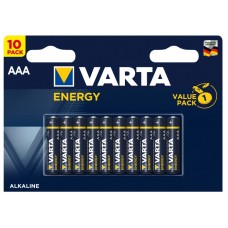 Батарейка AAA (LR03), лужна, Varta Energy, 10 шт, 1.5V, Blister (4103229491)