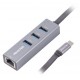 Адаптер Maxxter, Grey, USB Type-С (M) - 3*USB 3.0 (F) / RJ-45(F) Gigabit Ethernet, метал