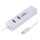Адаптер Maxxter, Grey, USB Type-С (M) - 2*USB 3.0 (F) / RJ-45 (F) Gigabit Ethernet, метал