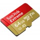 Карта памяти microSDXC, 64Gb, Class10 UHS-I U3 V30 A2, SanDisk Extreme (SDSQXA2-064G-GN6GN)