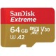 Карта памяти microSDXC, 64Gb, Class10 UHS-I U3 V30 A2, SanDisk Extreme (SDSQXA2-064G-GN6GN)