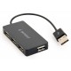 Концентратор USB 2.0 Gembird UHB-U2P4-04, Black, 4 порти, вбудований USB кабель 15 см