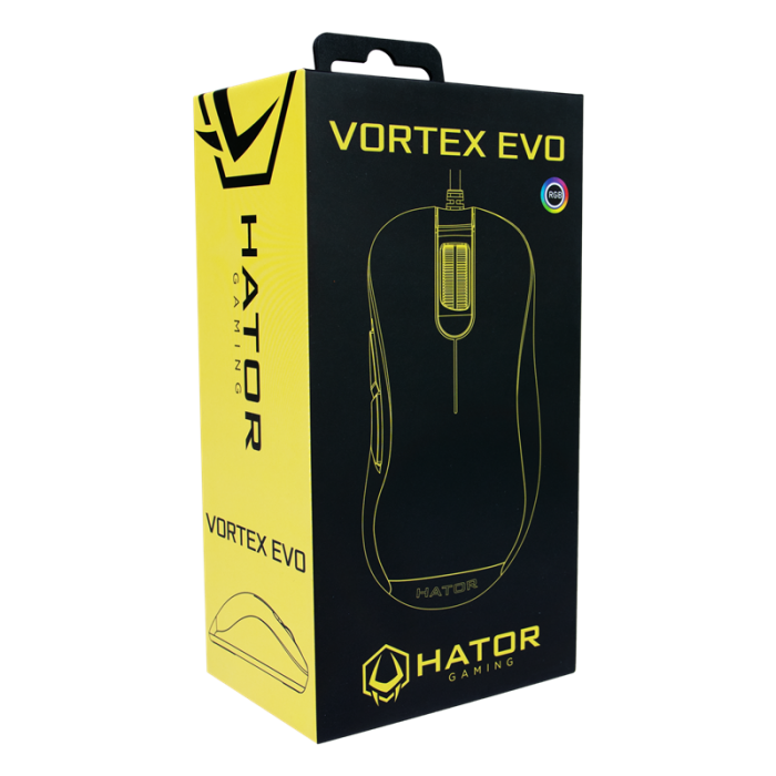 Миша Hator Vortex EVO, Black, USB, оптична, 500 - 16000 dpi, RGB підсвічування (HTM-310)