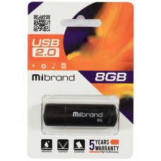 USB Flash Drive 8Gb Mibrand Grizzly Black (MI2.0/GR8P3B)