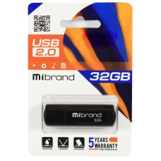 USB Flash Drive 32Gb Mibrand Grizzly Black (MI2.0/GR32P3B)