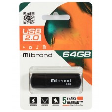 USB Flash Drive 64Gb Mibrand Grizzly Black (MI2.0/GR64P3B)