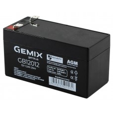 Батарея для ИБП 12В 1,2Ач Gemix GB12012 AGM, Black, 12V 1.2Ah, 97х43х58 мм