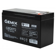 Батарея для ДБЖ 12В 7.2Ач Gemix GB12072 AGM, 12V 7.2Ah, 151х65х100 мм