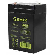 Батарея для ДБЖ 6В 5.0Ач Gemix LP6-5.0, 6V 5.0Ah, 70х47х107 мм