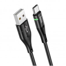 Кабель USB <-> USB Type-C, Hoco 3A Shadow cable, Black, 1.2 м (U93)