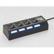 Концентратор USB 2.0 1stCharger USB 2.0, 4 порти, пластик, Black (HUB1ST20401)