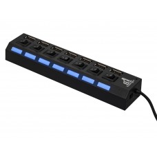 Концентратор USB 2.0 1stCharger USB 2.0, 7 портов, пластик, Black (HUB1STU20702)