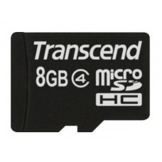 Карта памяти microSDHC, 8Gb, Class4, Transcend, без адаптера (TS8GUSDC4)