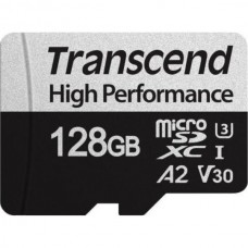 Карта пам'яті microSDXC, 128Gb, Class10 UHS-I U3 V30 A2, Transcend 340S, SD адаптер (TS128GUSD340S)