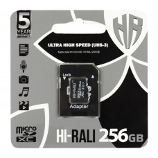Карта памяти microSDXC, 256Gb, Class10 UHS-3, Hi-Rali, SD адаптер (HI-256GBSD10U3-01)