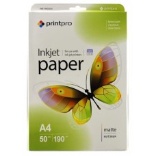 Фотопапір PrintPro, матовий, A4, 190 г/м², 50 арк (PME190050A4)
