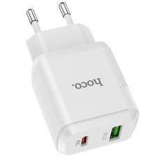 Сетевое зарядное устройство Hoco N5, White, 2xUSB, PD+QC3.0 (20W)