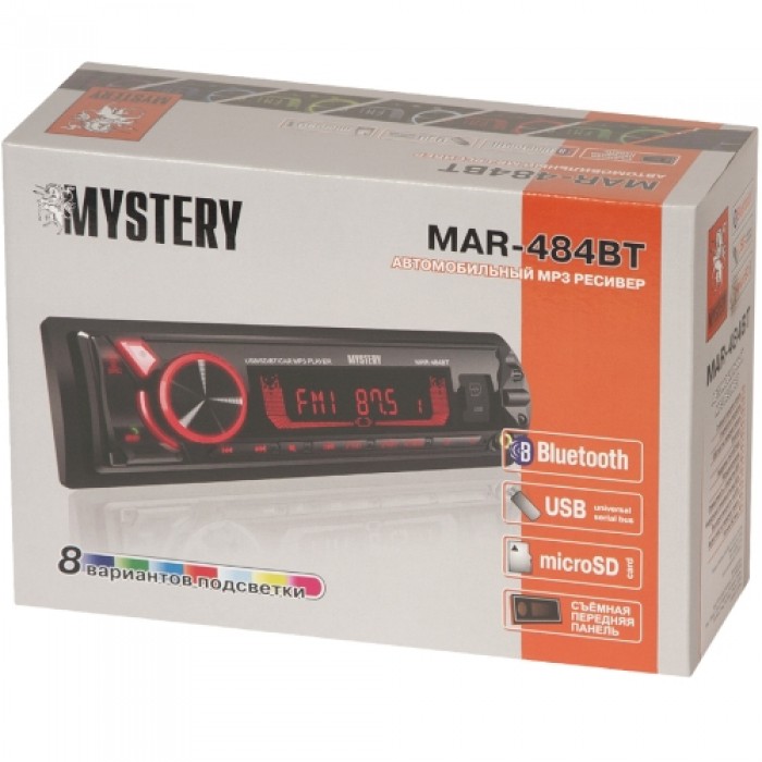 Автомагнітола Mystery MAR-484BT, USB, SD/MMC, 1 Din, Bluetooth