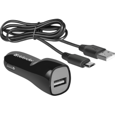 Автомобільний зарядний пристрій Defender UCC-12, Black, 1xUSB, 1A, кабель USB - microUSB (83590)