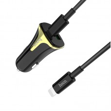 Автомобильное зарядное устройство Hoco Z31A Black, 1xUSB, 1xUSB-C, PD, QC3.0, кабель USB-C-Lightning
