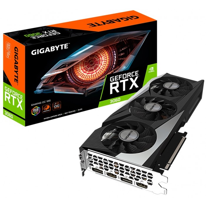Відеокарта GeForce RTX 3060, Gigabyte, GAMING OC (LHR), 12Gb GDDR6 (GV-N3060GAMING OC-12GD)
