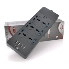 Фильтр сетевой 2 м, Voltronic ТВ-Т12, 6 розеток + 4 USB, 2 м, сечение 3х0,75мм, 3000W, Black, Box