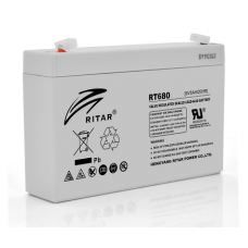 Батарея для ДБЖ 6В 8.0Ач AGM Ritar RT680, Gray Case, 151х34х94 мм