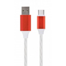 Кабель USB - USB Type-C 1 м Cablexpert White, 2А, преміум, з підсвічуванням (CC-USB-CMLED-1M)