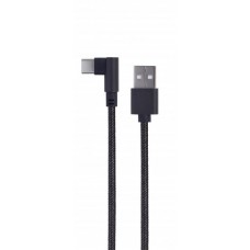 Кабель USB - USB Type-C 0.2 м Cablexpert Black, кутовий (CC-USB2-AMCML-0.2M)