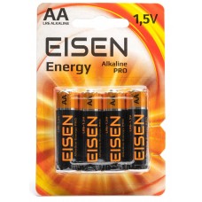 Батарейка AA (LR6), щелочная, Eisen Energy Alkaline PRO, 4 шт, 1.5V, Blister