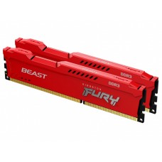 Пам'ять 8Gb x 2 (16Gb Kit) DDR3, 1600 MHz, Kingston Fury Beast, Red (KF316C10BRK2/16)