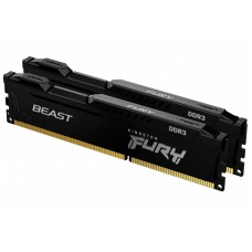 Пам'ять 8Gb x 2 (16Gb Kit) DDR3, 1600 MHz, Kingston Fury Beast, Black (KF316C10BBK2/16)