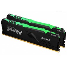 Пам'ять 8Gb x 2 (16Gb Kit) DDR4, 3200 MHz, Kingston Fury Beast RGB, Black (KF432C16BBAK2/16)