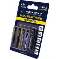 Батарейка AAA (LR03), лужна, Esperanza, 8 шт, 1.5V, Blister (EZB104)