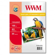 Фотопапір WWM, глянсовий, A3, 150 г/м², 20 арк (G150.A3.20)
