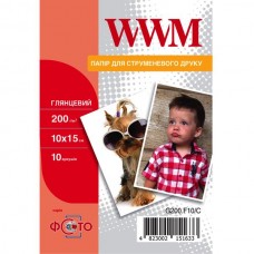 Фотопапір WWM, глянсовий, A6 (10х15), 200 г/м², 10 арк (G200.F10/C)