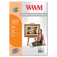 Фотобумага WWM, глянцевая, A4, 200 г/м², 10 л, с фактурой 