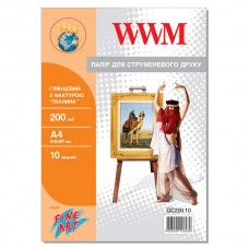 Фотобумага WWM, глянцевая, A4, 200 г/м², 10 л, с фактурой 