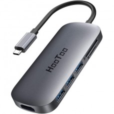 Адаптер HooToo, Grey, USB C Hub 7-in-1 USB-C To 4K HDMI Adapter With 100W PD Charging
