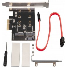 Плата-адаптер Frime, PCI-E 4x, для 2 x SSD M.2 (ключ M и ключ B), NGFF (ECF-PCIETOSSD001.LP)