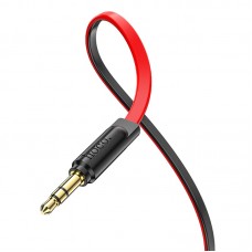 Кабель звуковий, міні-джек <-> міні-джек, 1 м, Hoco UPA16, Flat cable audio Red
