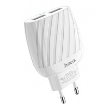 Мережевий зарядний пристрій Hoco Max Energy LED, White, 2xUSB, 2.4A (C78A)