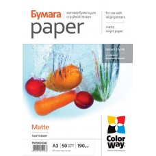 Фотобумага ColorWay, матовая, A3+, 190 г/м², 50 л, Bulk (PM190050A3+_OEM)