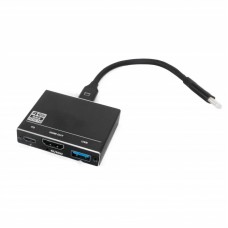 Адаптер USB 3.1 Type-C (M) - HDMI (F) + Type C + USB 3.0, Extradigital, Black, 15 см (KBH1802)